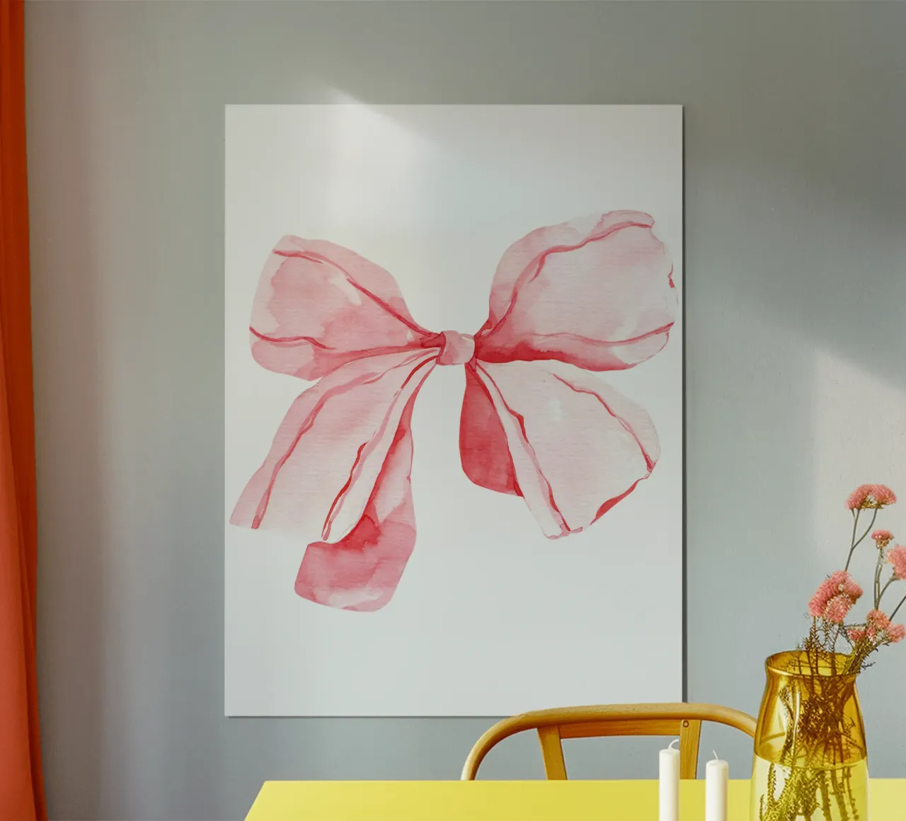 Fiocco acquerello Coquette, fiocco rosa Coquette, fiocchi carini poster con telaio in legno da Coquette Club