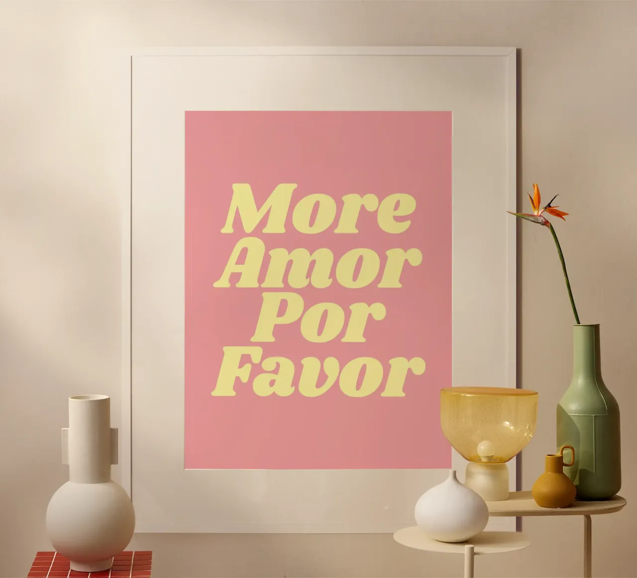 Più Amor Por Favor (tonalità rosa) poster da Paigaam Studio