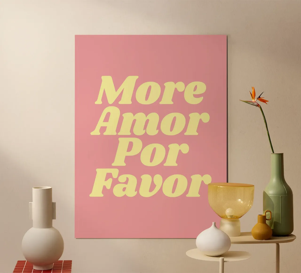 Più Amor Por Favor (tonalità rosa) poster da Paigaam Studio