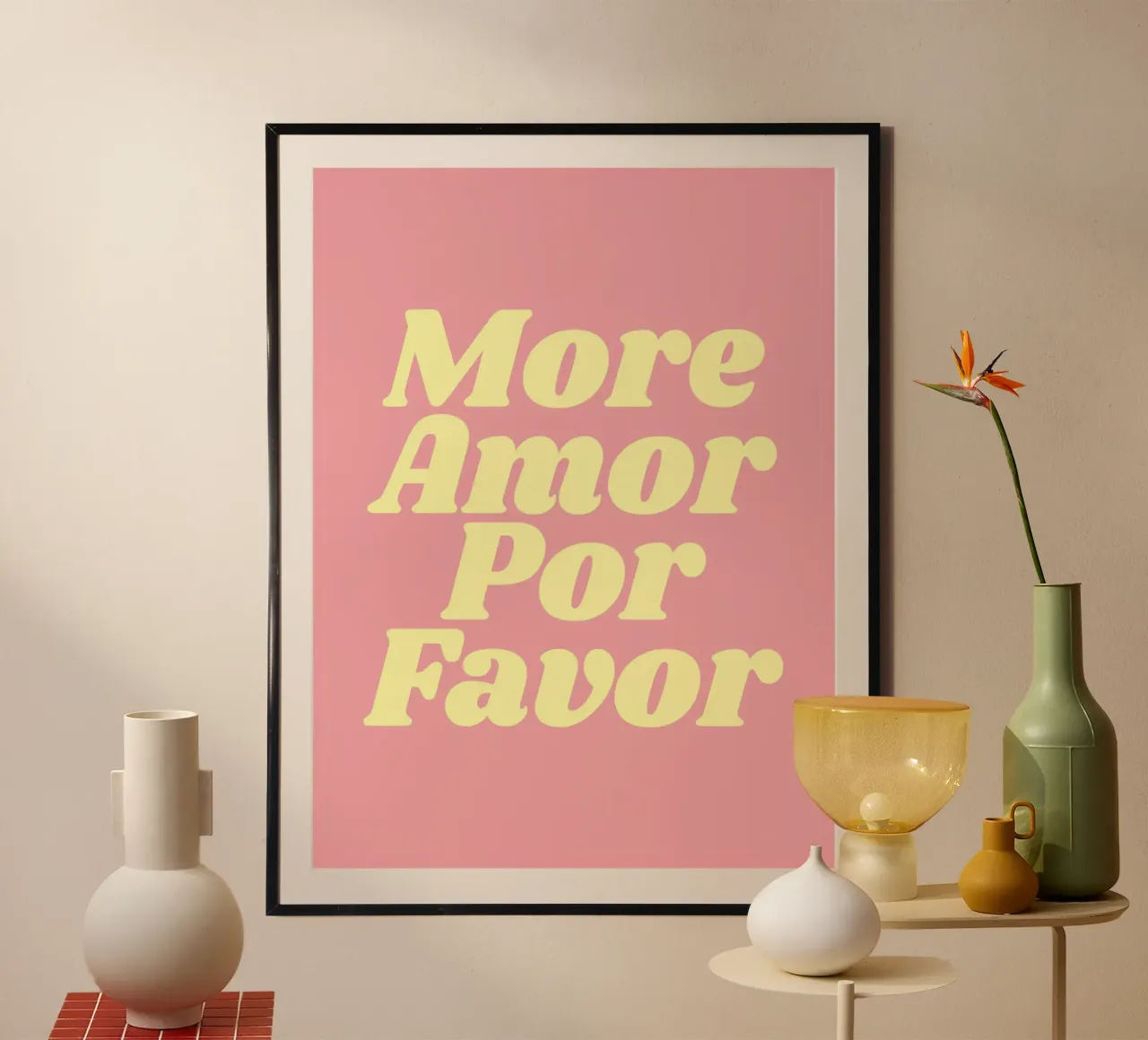 Più Amor Por Favor (tonalità rosa) poster da Paigaam Studio