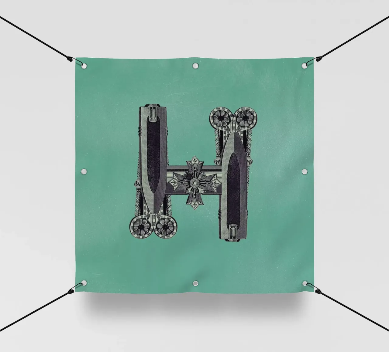 Steampunk Alphabet Letter H telo in pvc da Birgit Palma