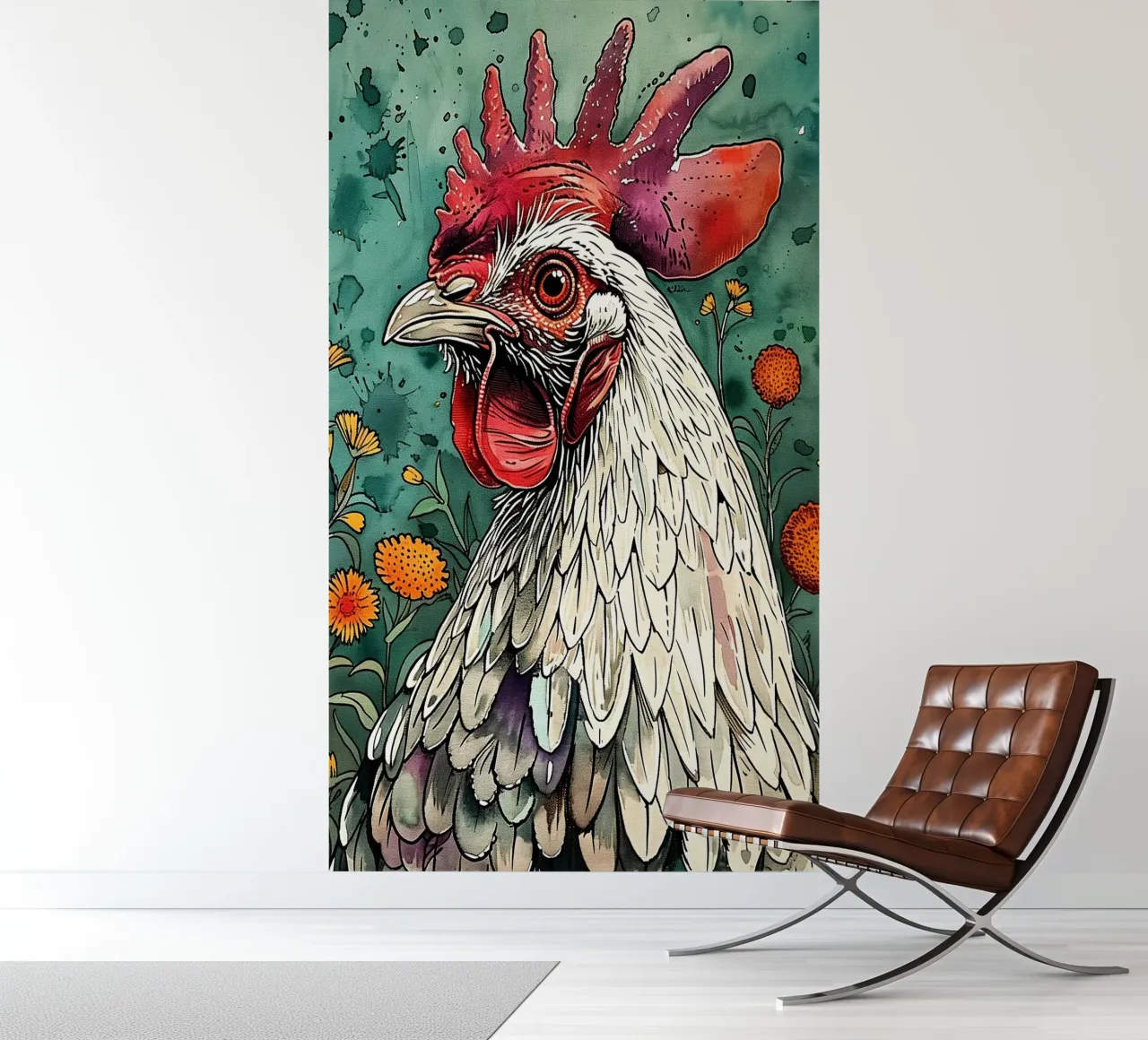 Rooster animal art photo wallpaper by Justyna Jaszke JBJart