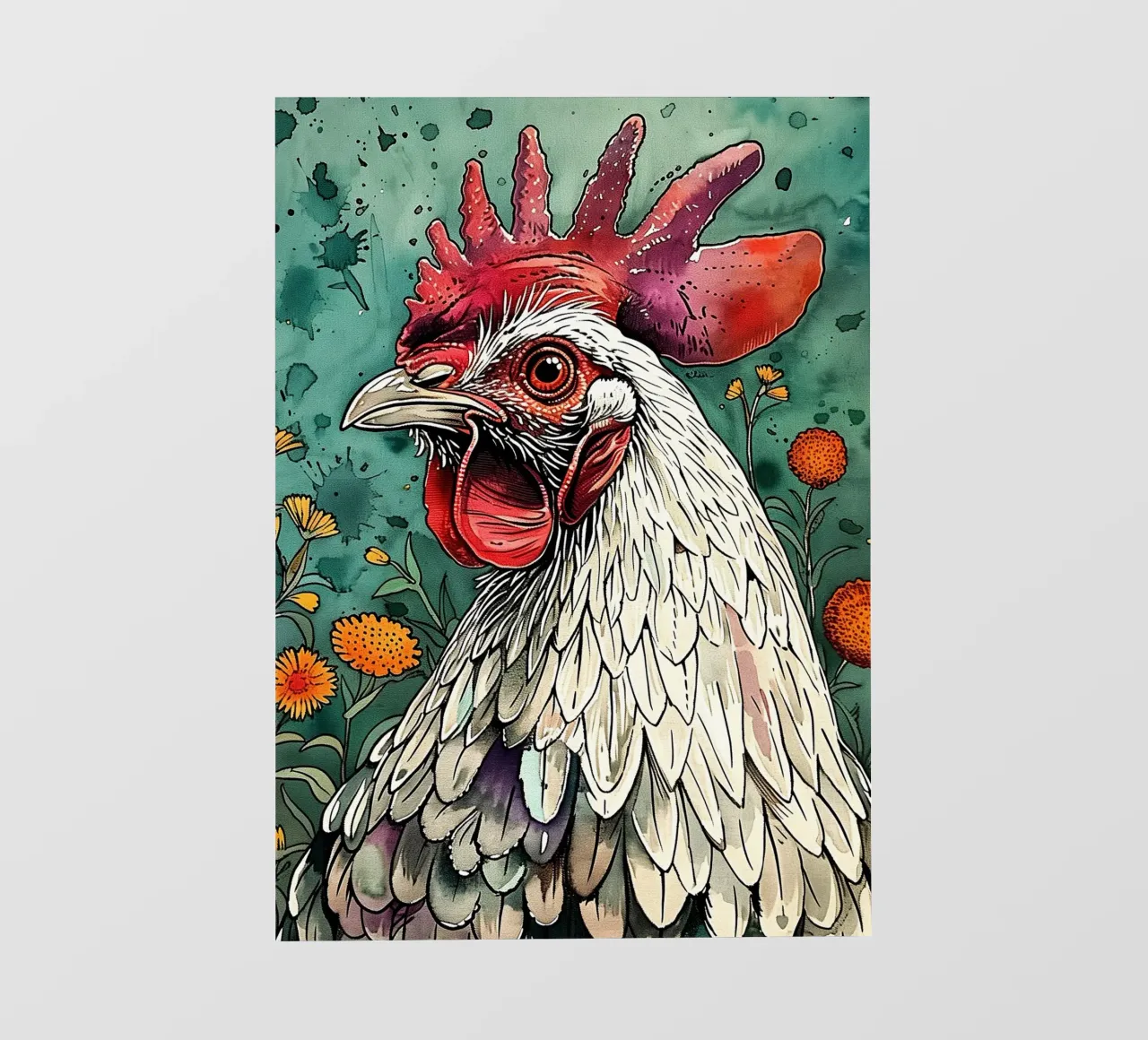 Rooster animal art photo wallpaper by Justyna Jaszke JBJart