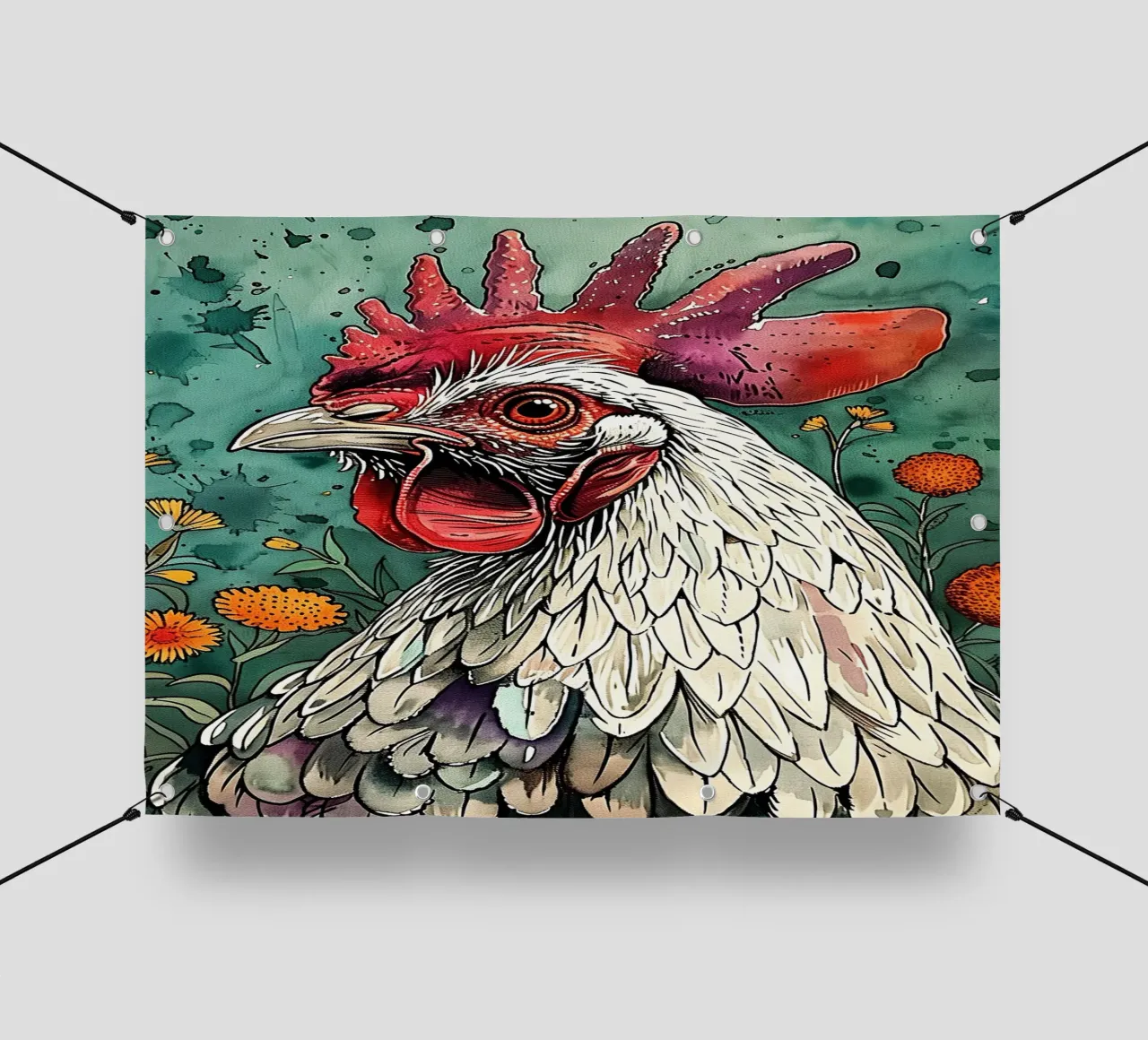 Gallo animale d'arte telo in pvc da Justyna Jaszke JBJart
