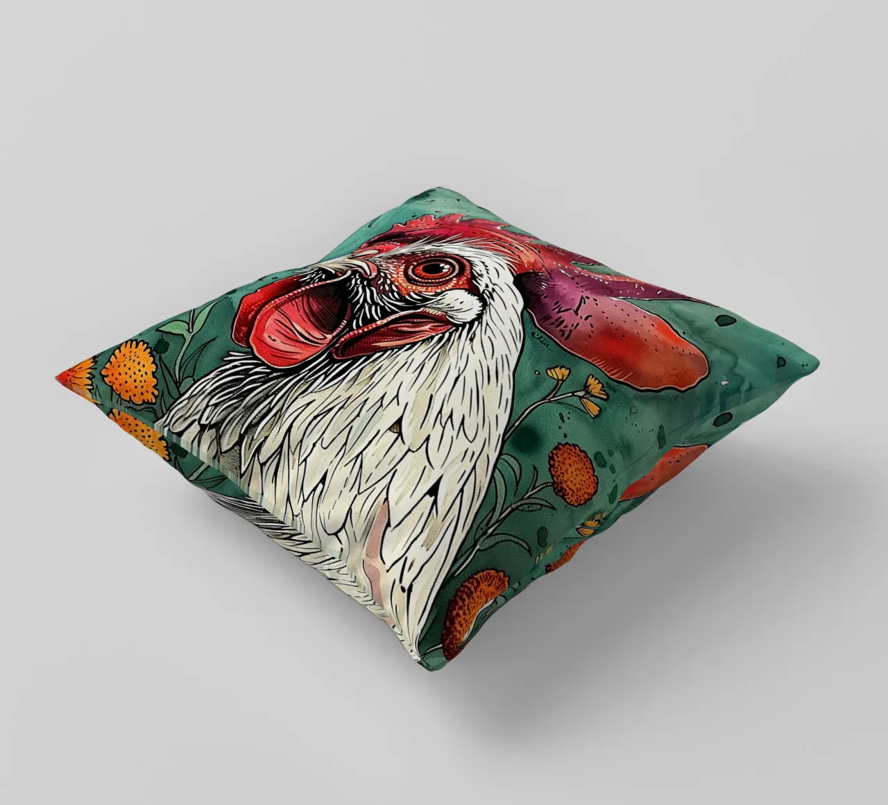 Gallo animale d'arte cuscino da Justyna Jaszke JBJart