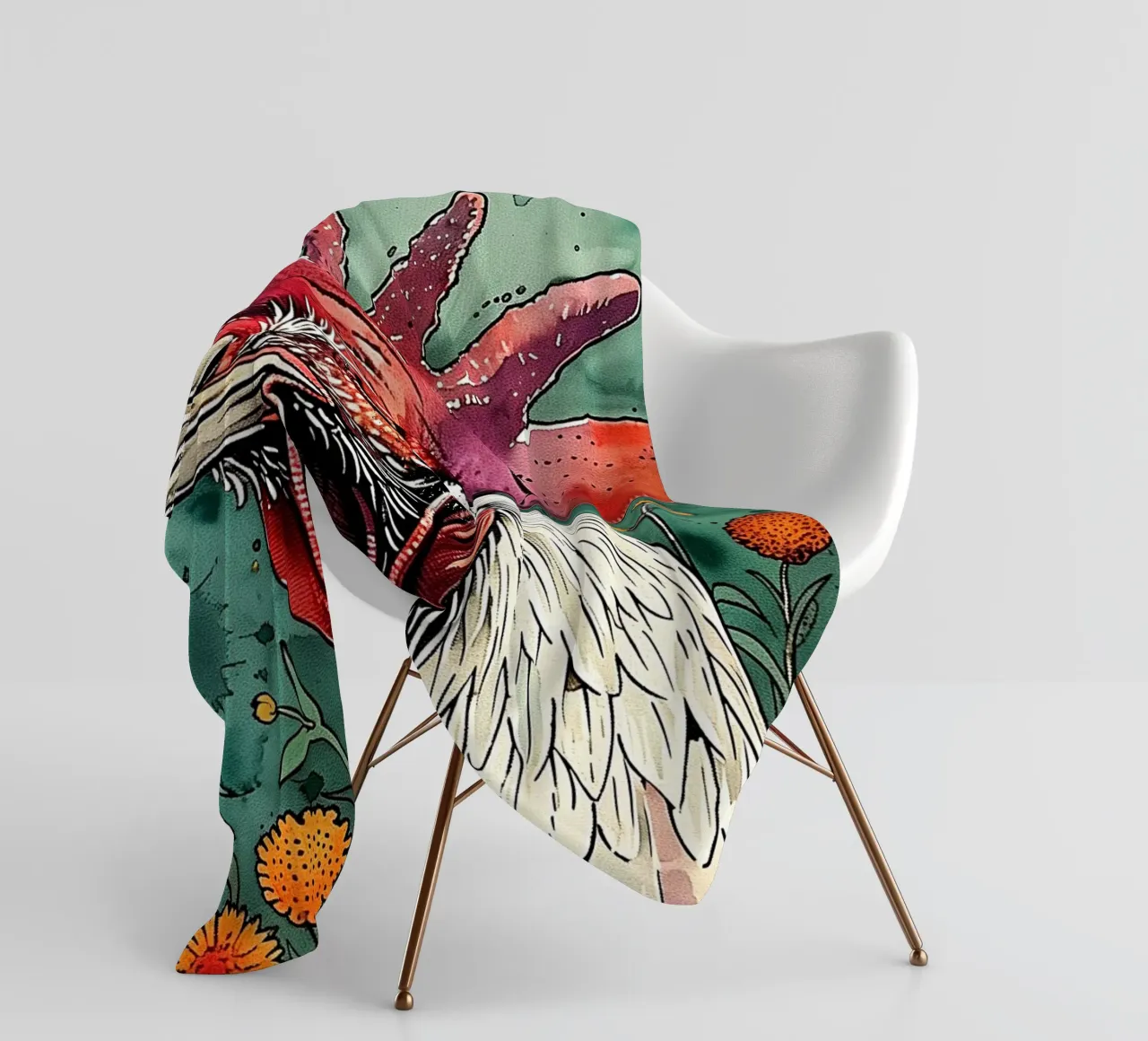 Gallo animale d'arte coperta in pile da Justyna Jaszke JBJart