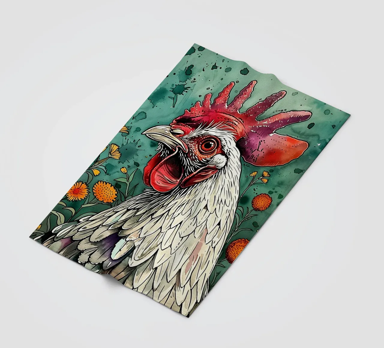 Gallo animale d'arte coperta in pile da Justyna Jaszke JBJart