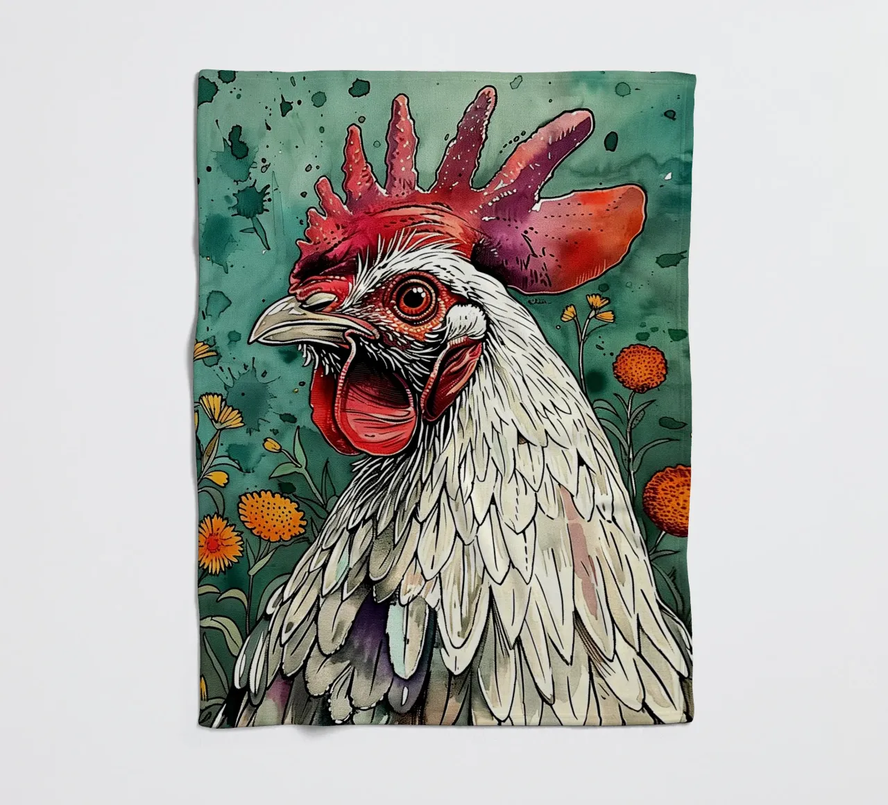 Gallo animale d'arte coperta in pile da Justyna Jaszke JBJart