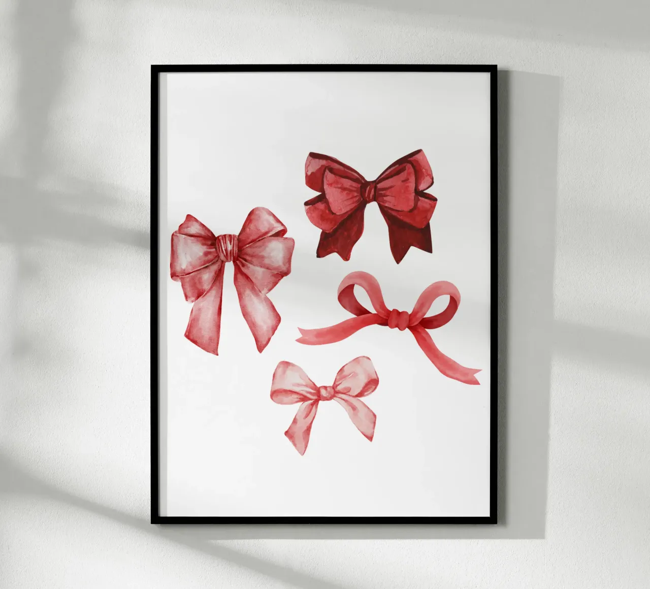 Coquette Aquarell-Schleifen, rosa Schleifen-Design, niedlicher Schleifen-Druck Poster mit Holzrahmen von Coquette Club