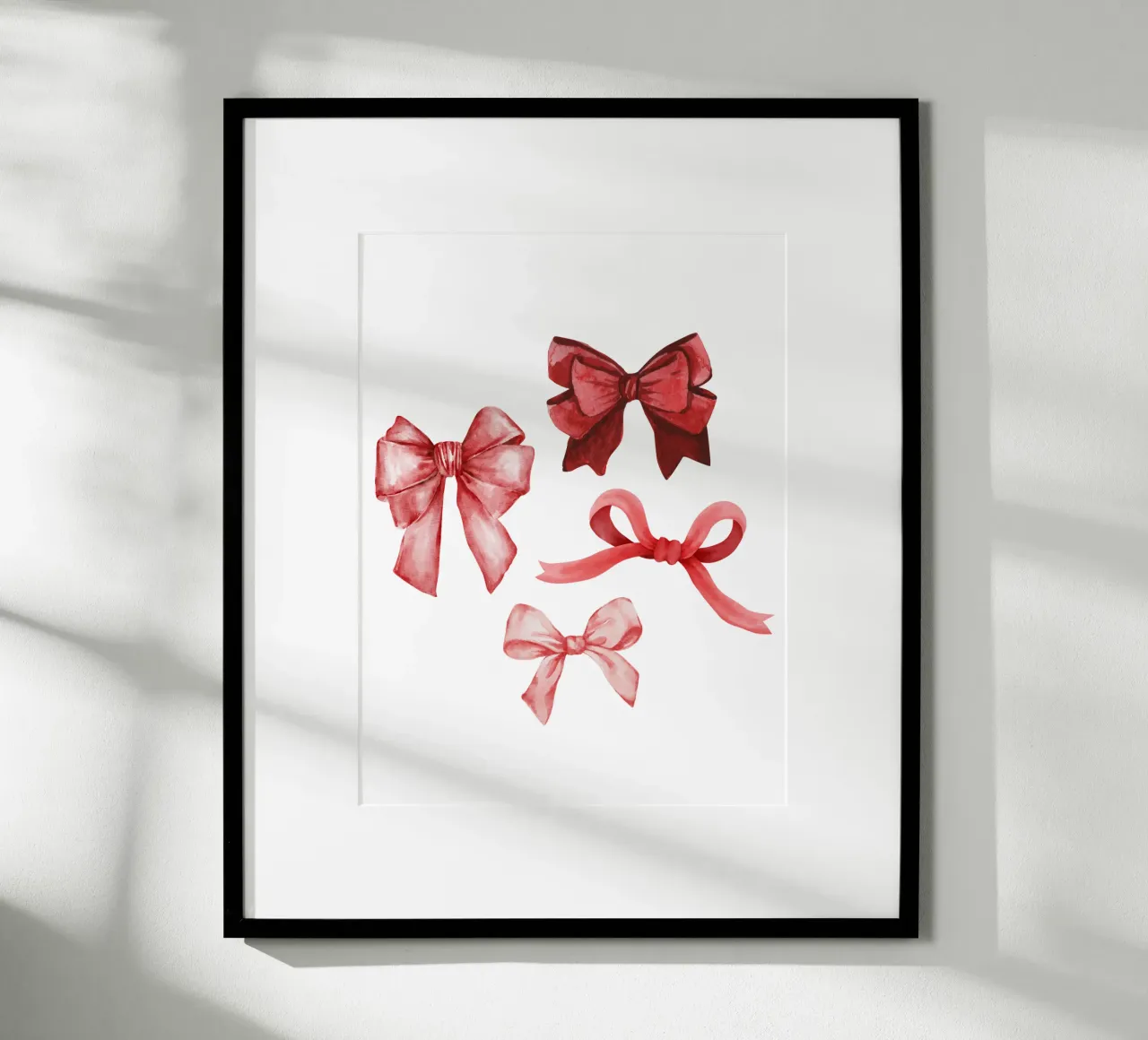 Coquette Aquarell-Schleifen, rosa Schleifen-Design, niedlicher Schleifen-Druck Poster mit Holzrahmen von Coquette Club
