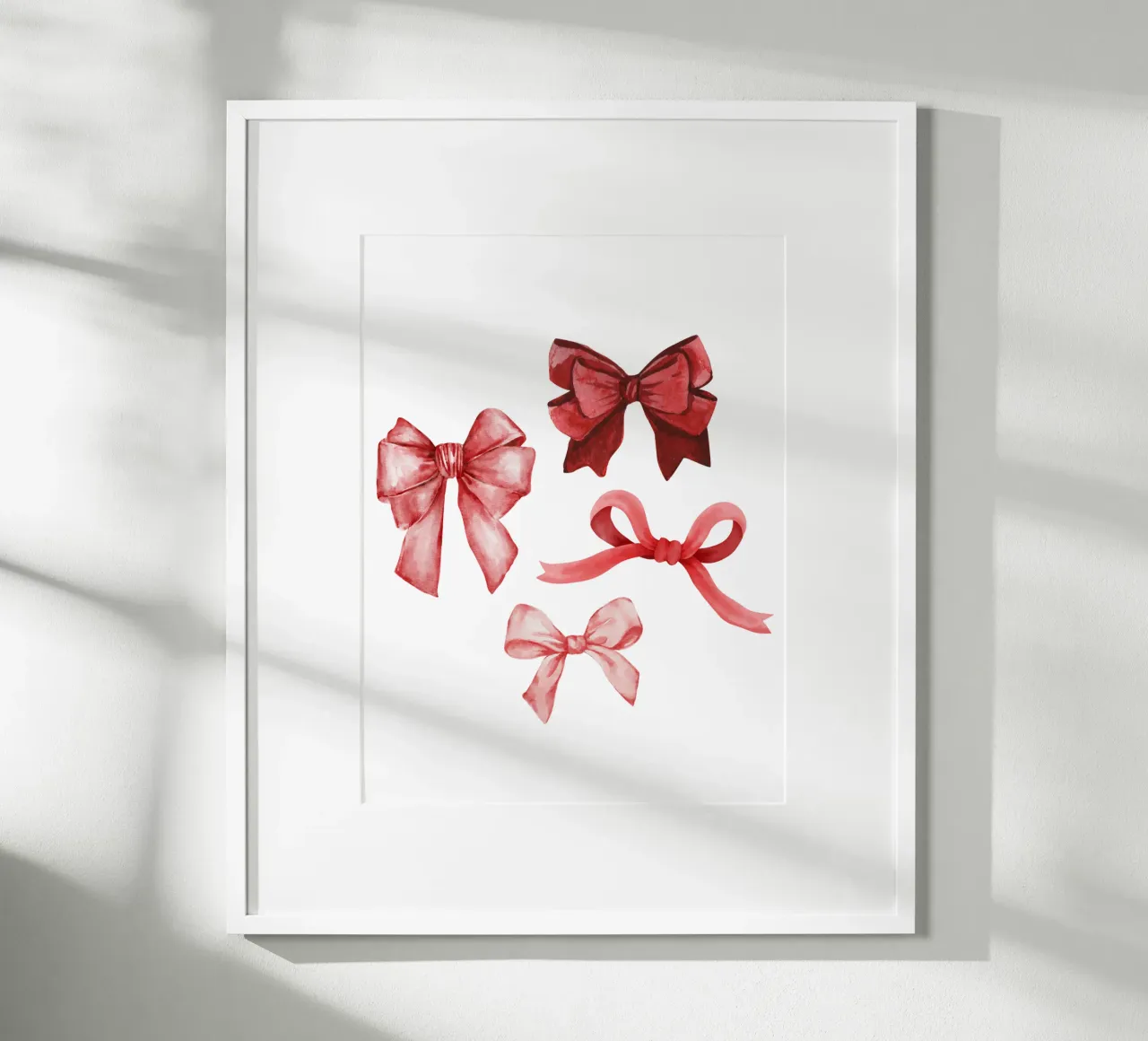 Coquette Aquarell-Schleifen, rosa Schleifen-Design, niedlicher Schleifen-Druck Poster mit Holzrahmen von Coquette Club
