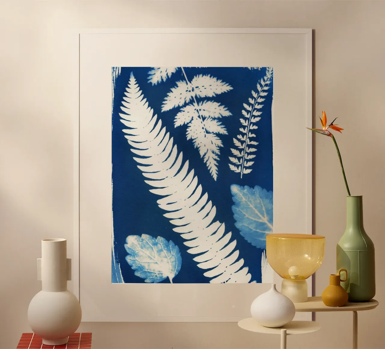 Cianotipia botanica poster con telaio in legno da Kim Hubball Studio