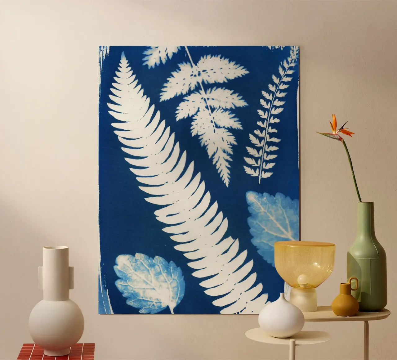 Cianotipia botanica poster con telaio in legno da Kim Hubball Studio