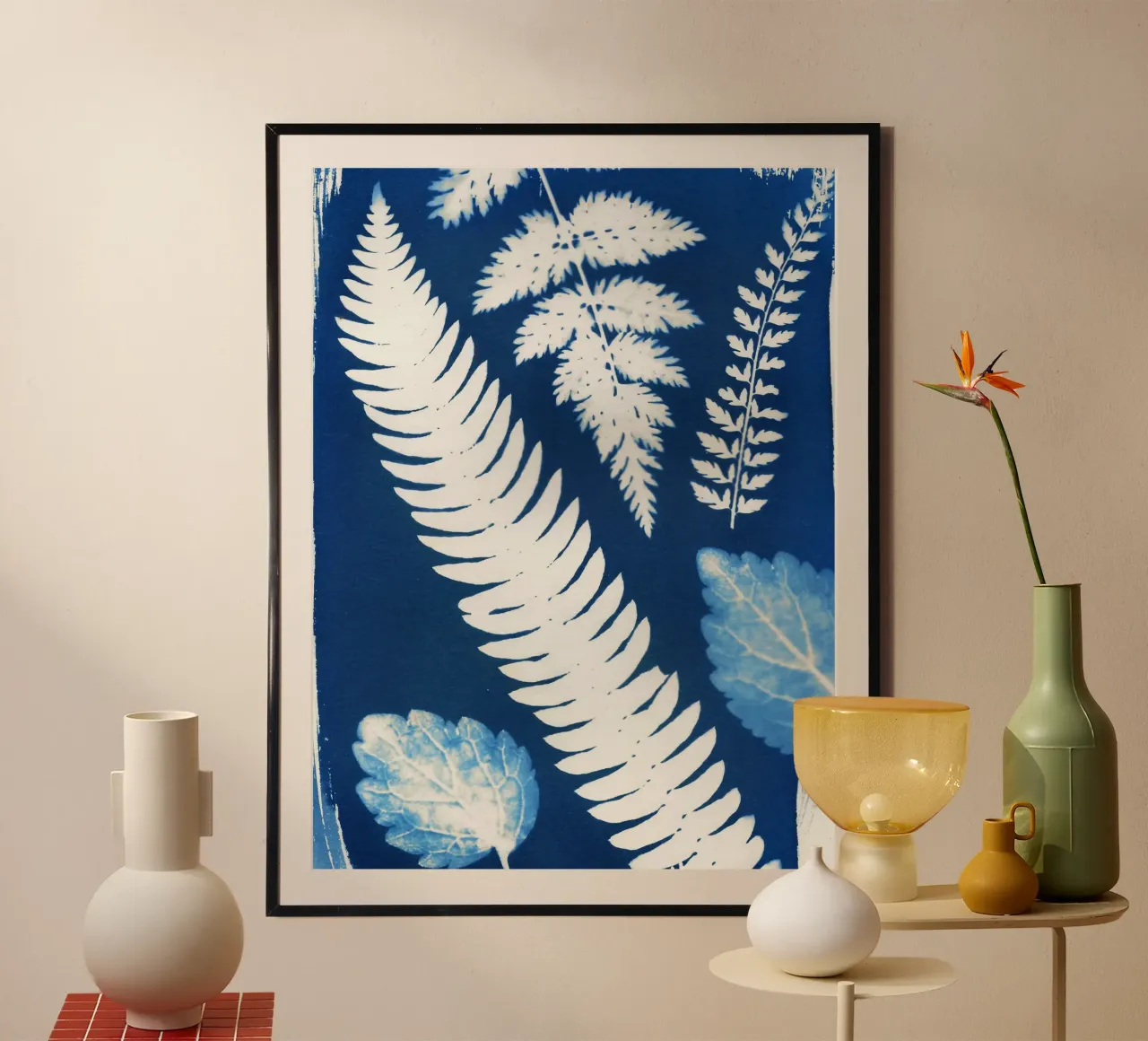 Cianotipia botanica poster con telaio in legno da Kim Hubball Studio