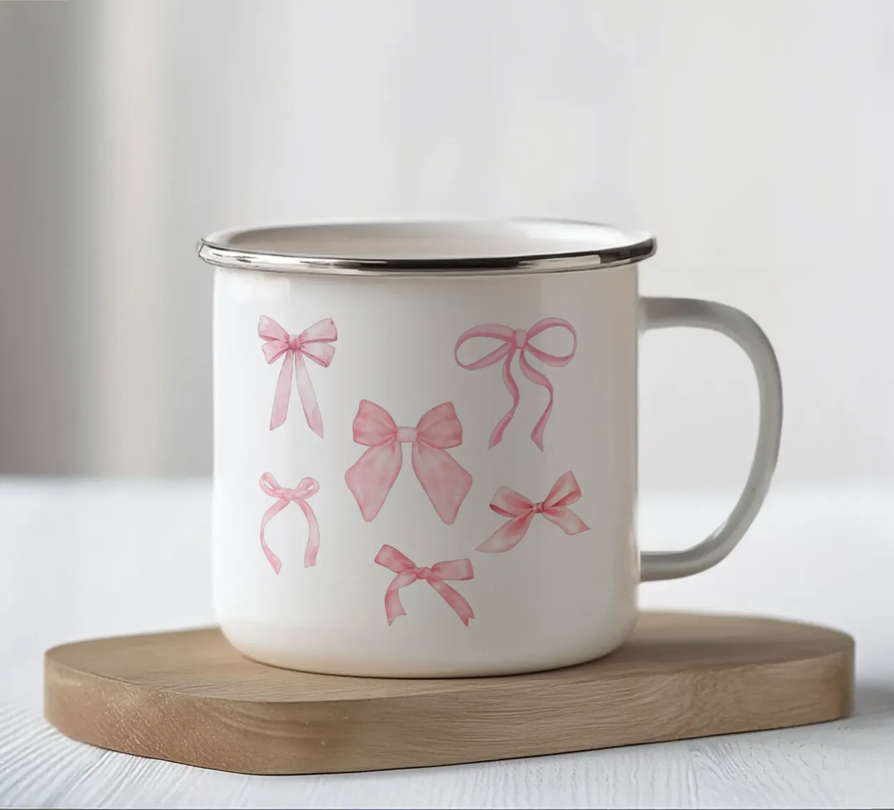Rosa kokette Weihnachtsschleifen Emaille Tasse von Coquette Club