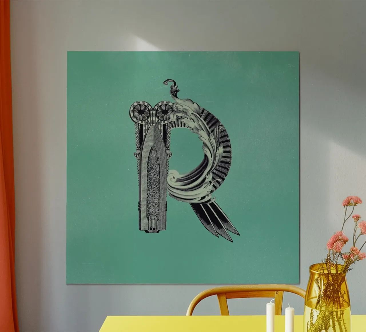 Steampunk Alphabet Letter R poster con telaio in plastica da Birgit Palma