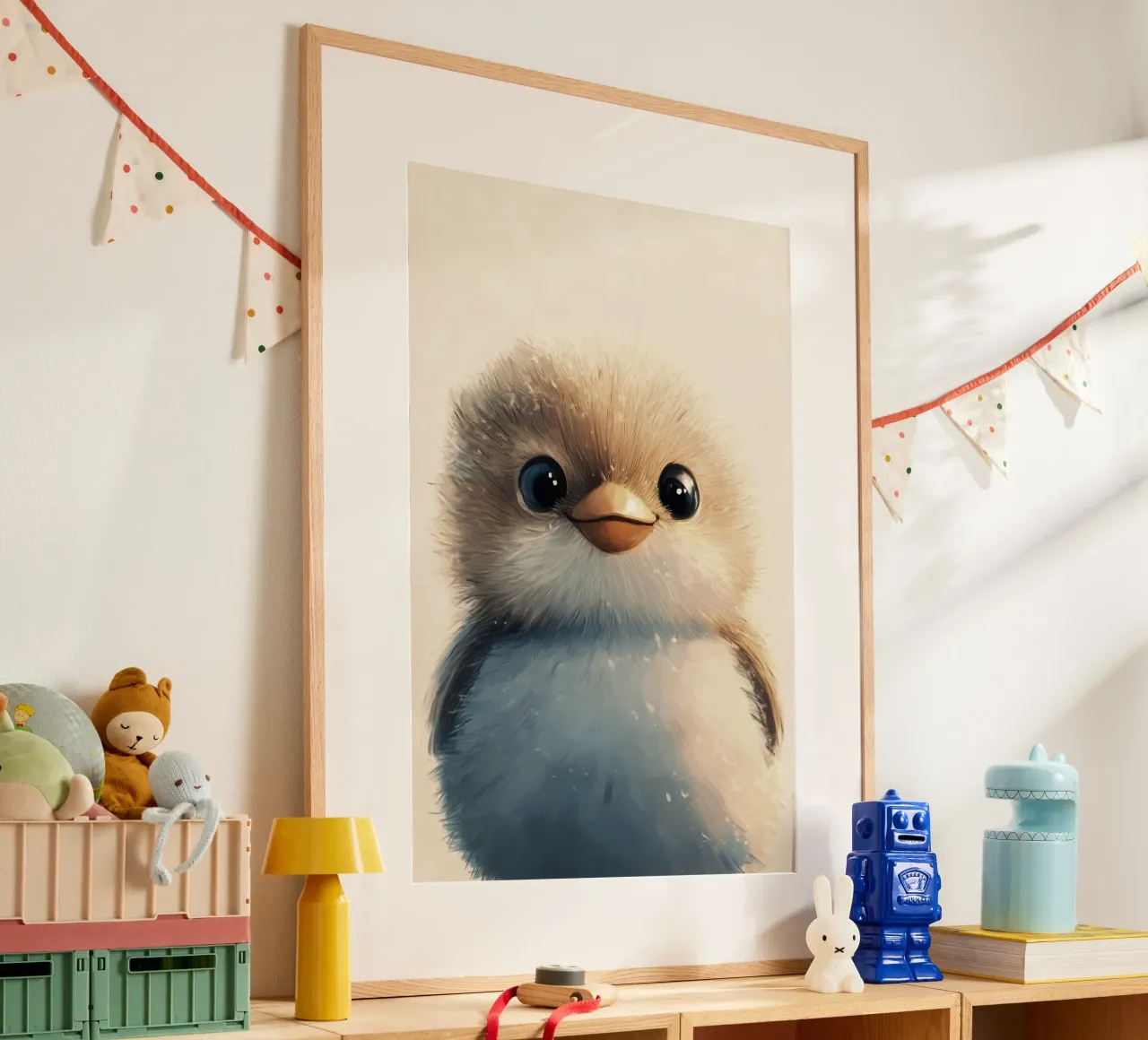 HeldIn #15: Spatz Poster mit Holzrahmen von farbenhelden
