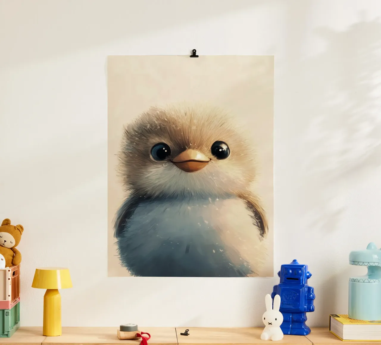 HeldIn #15: Spatz Poster mit Holzrahmen von farbenhelden