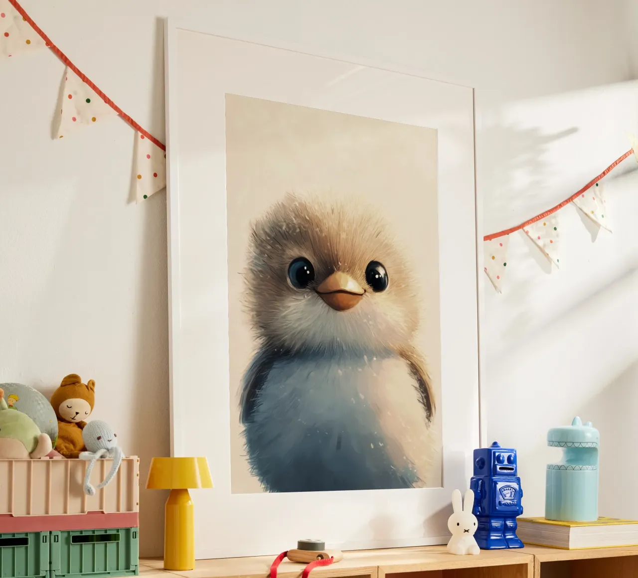 HeldIn #15: Spatz Poster mit Holzrahmen von farbenhelden