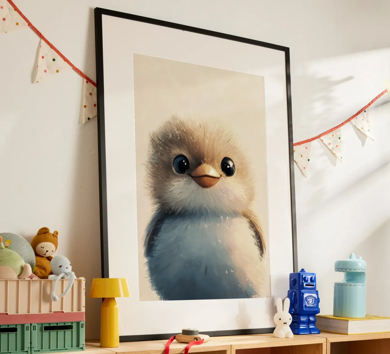 HeldIn #15: Spatz Poster mit Holzrahmen von farbenhelden