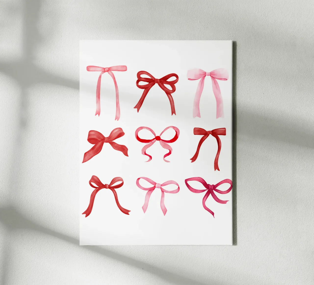 Coquette Watercolor Bows, Pink Bow Design, Cute Bow Print canvas with Floater frame by Coquette Club