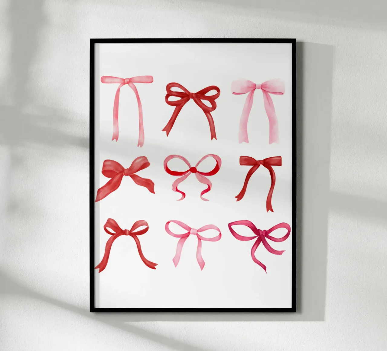 Coquette Fiocchi acquerellati, fiocco rosa di design, fiocco carino stampato poster con telaio in legno da Coquette Club