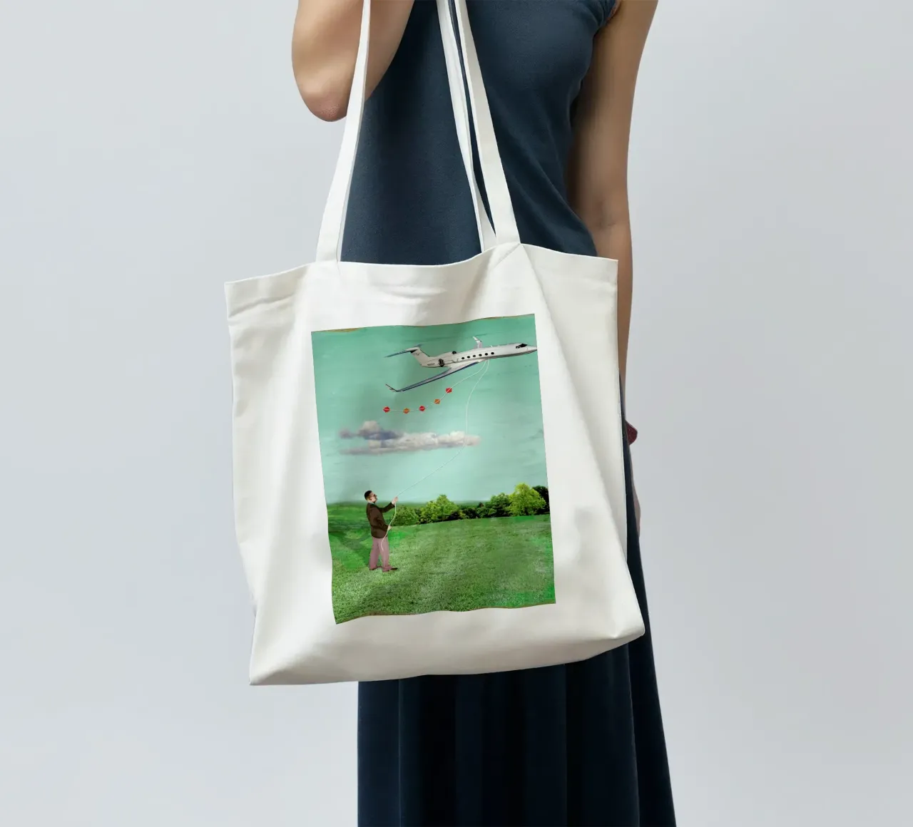 Own Your Own Plane borsa in juta da Ellen Weinstein