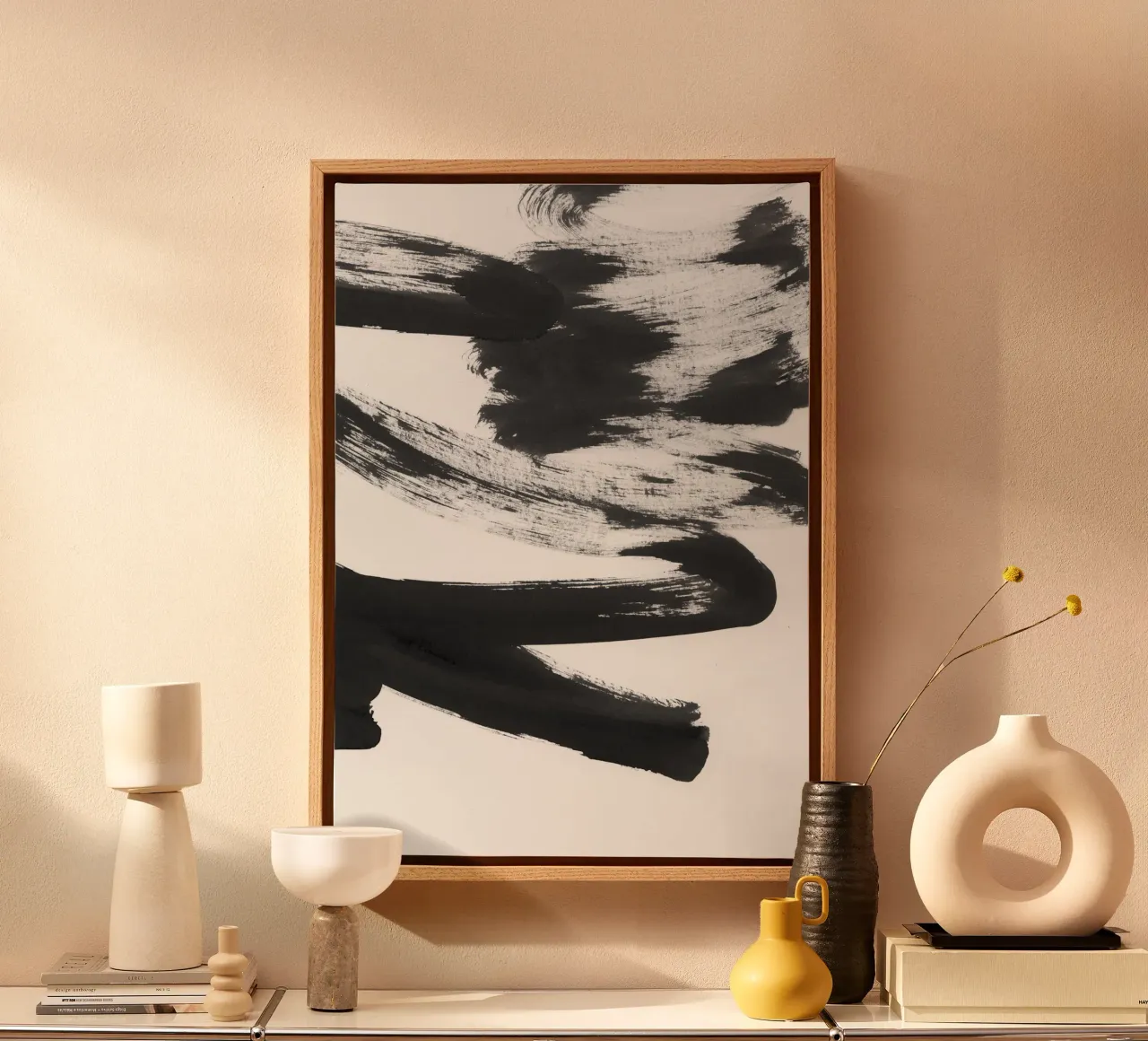 b + w strokes 5 tela con Cornice a cassetta da IRIS LEHNHARDT FINE ART
