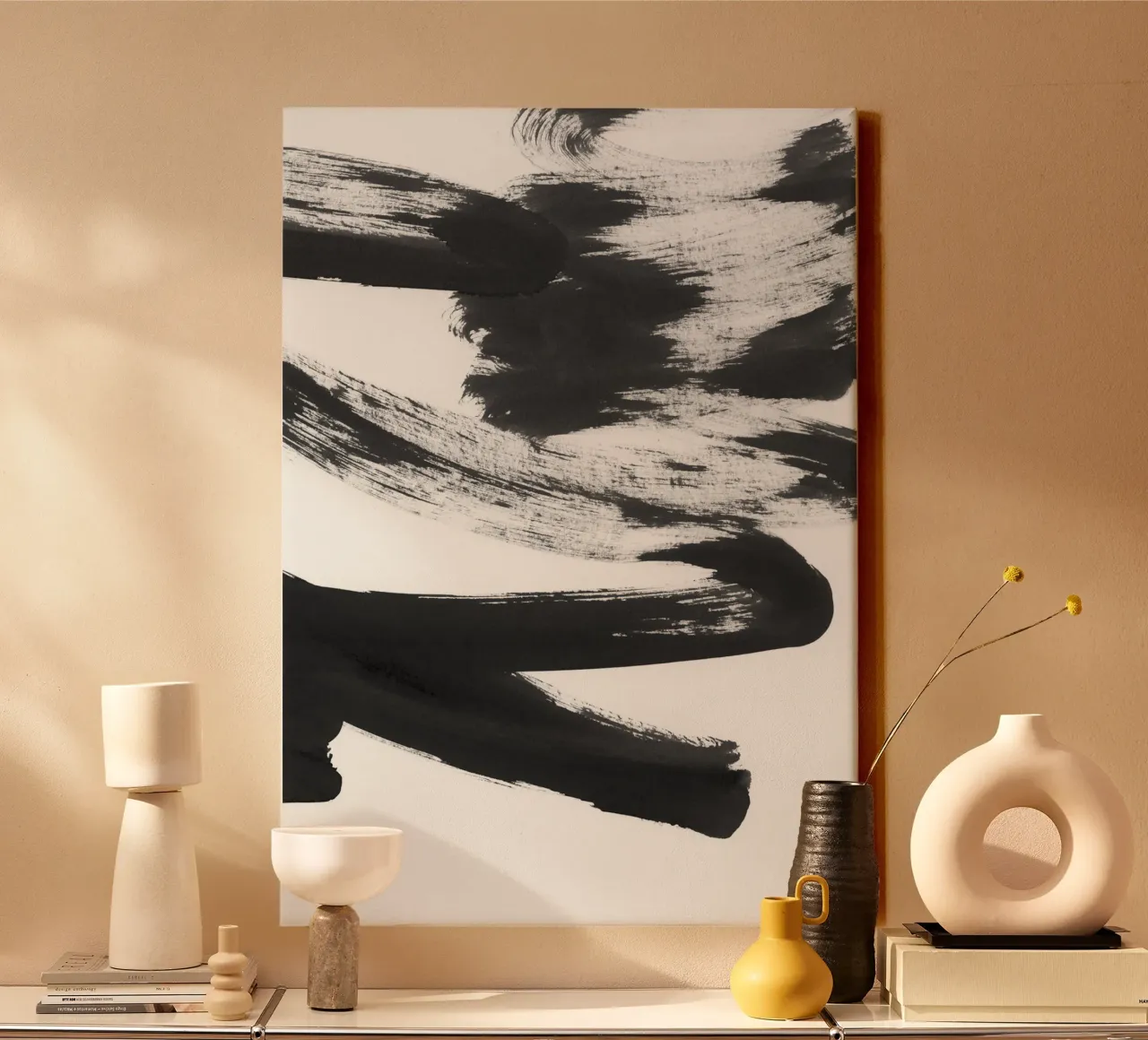 b + w strokes 5 tela con Cornice a cassetta da IRIS LEHNHARDT FINE ART