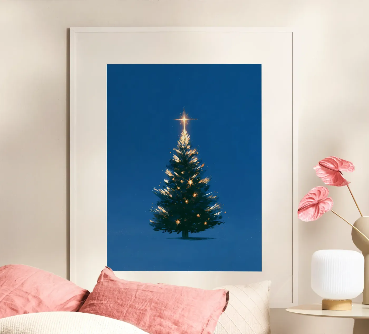 Blauwe kerstglans poster van michi