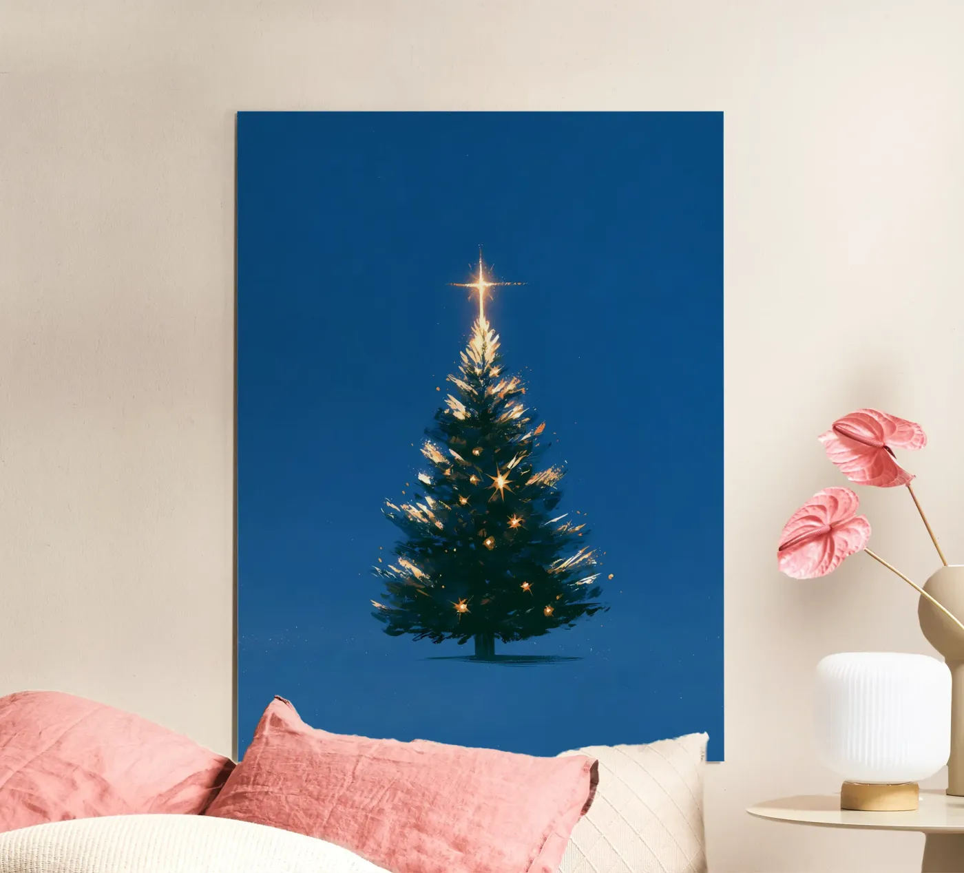 Blauwe kerstglans poster van michi