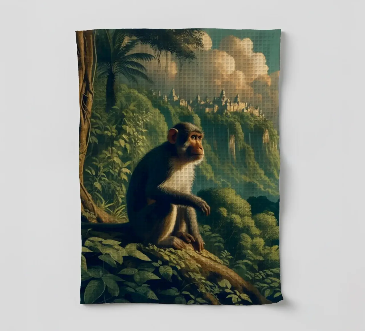 SINGE SACRE torchon de RUBIANT ART