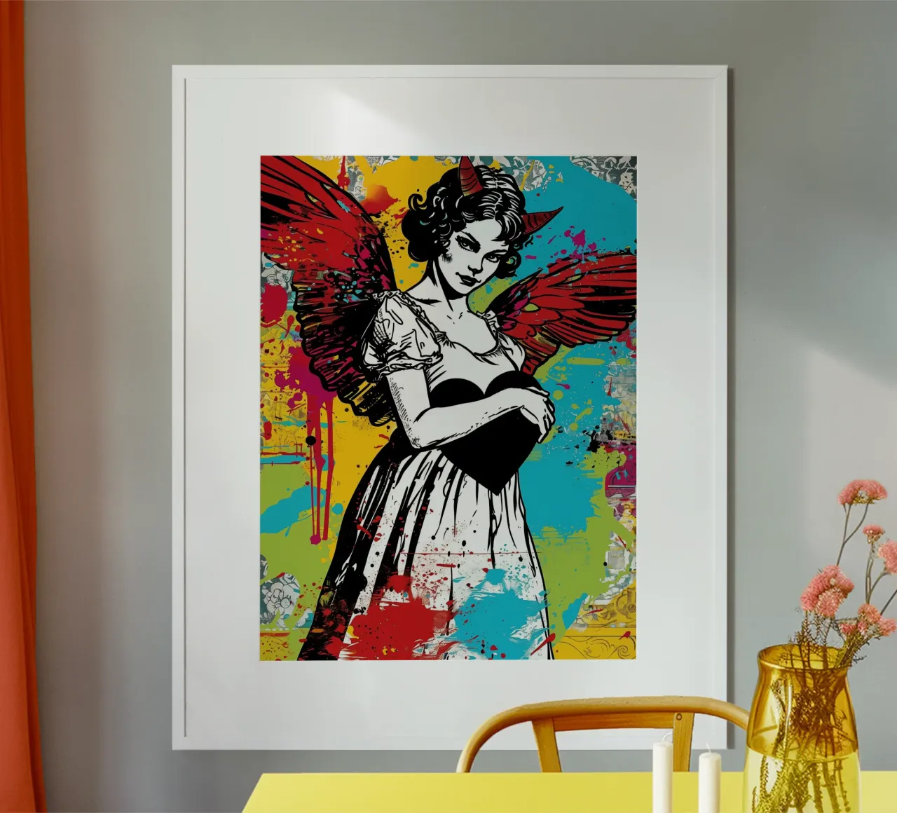Angelo caduto con cuore nero | Banksy incontra il barocco poster con telaio in alluminio da Autofocus