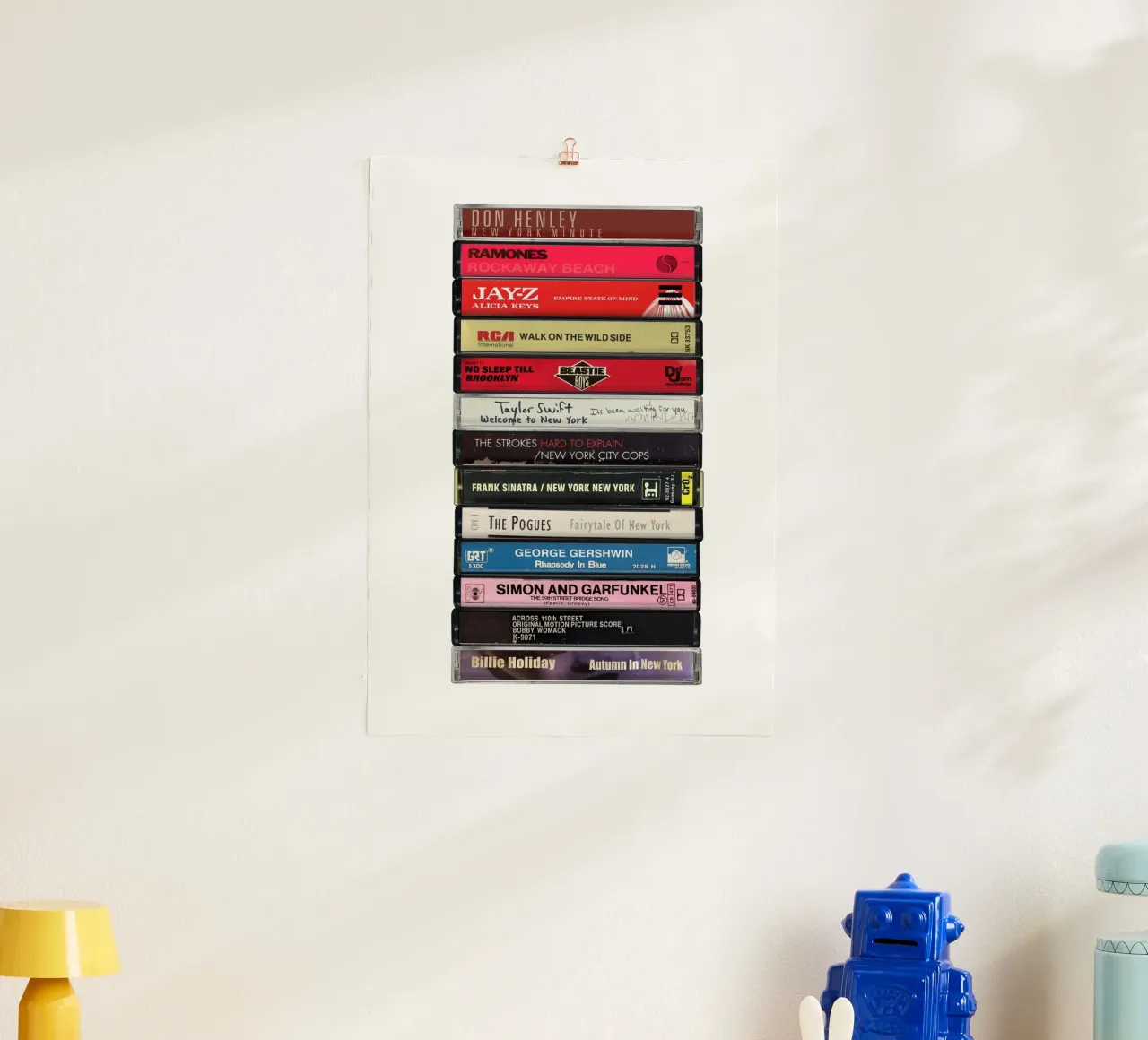 New York Songs - Il suono della città - Stampa su cassetta poster con telaio in legno da MrMustardPrints