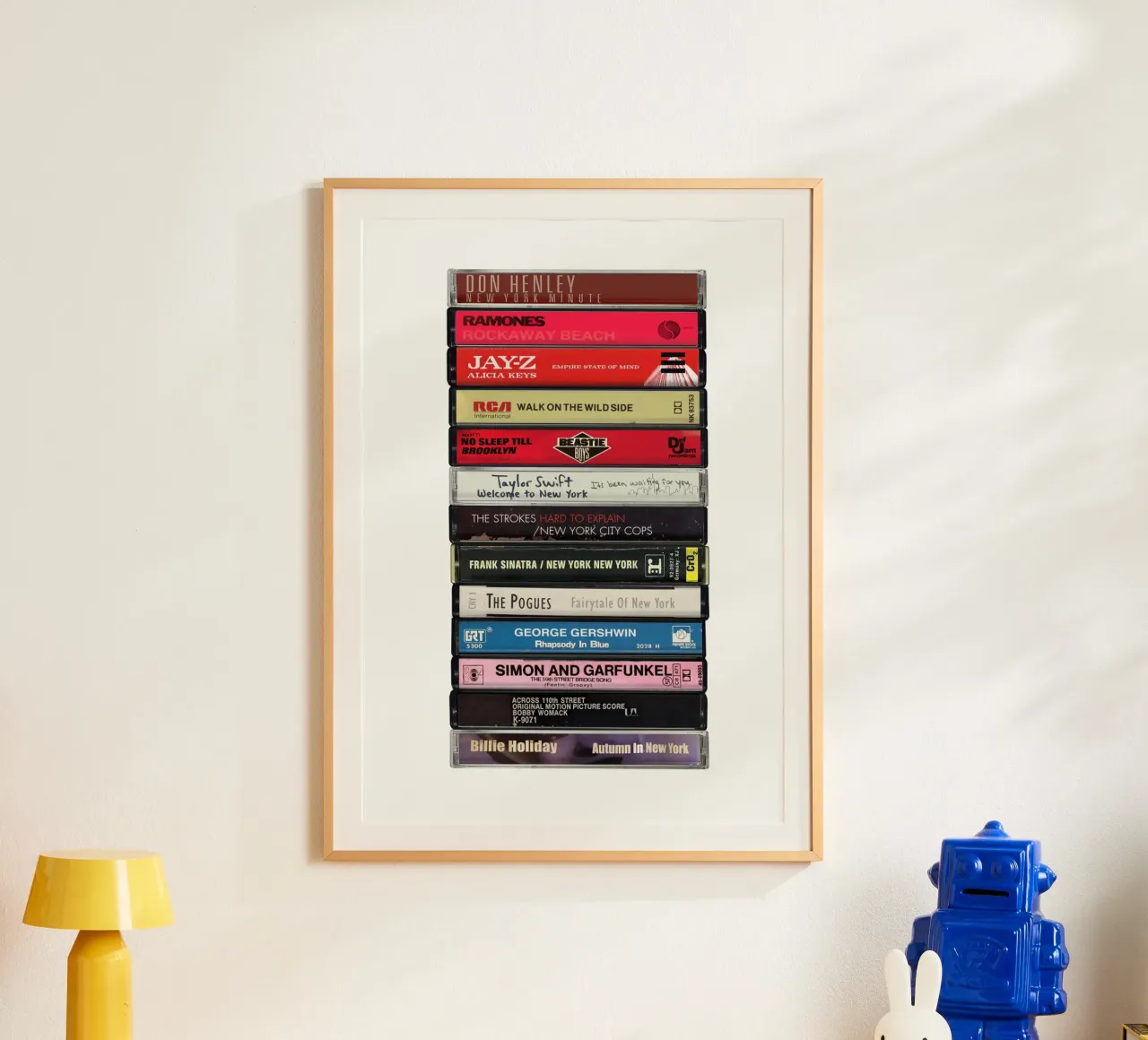 New York Songs - Il suono della città - Stampa su cassetta poster con telaio in legno da MrMustardPrints