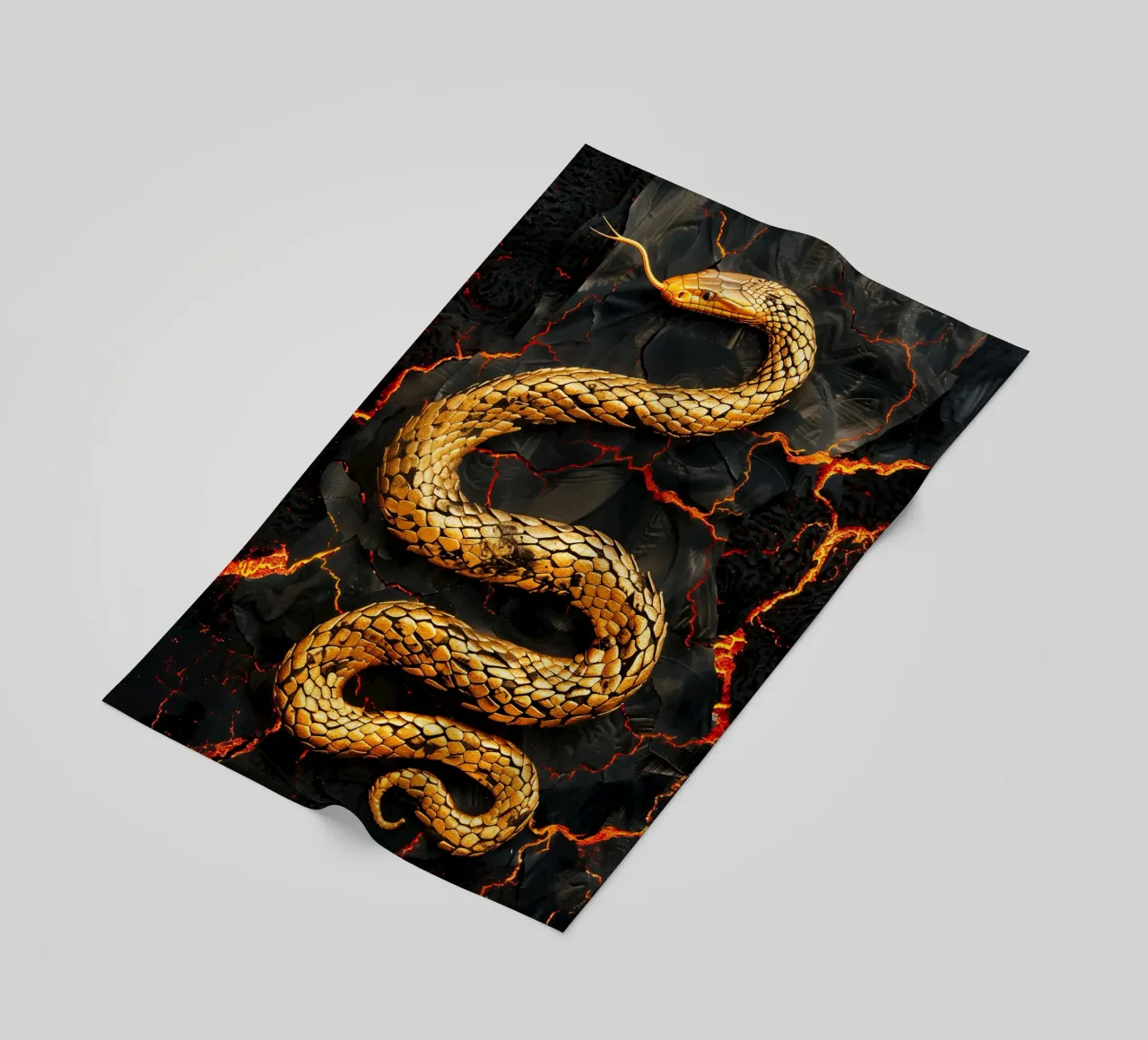 Serpente Vulcano d'Oro | Mitologia Digitale Fantasy telo mare da Autofocus