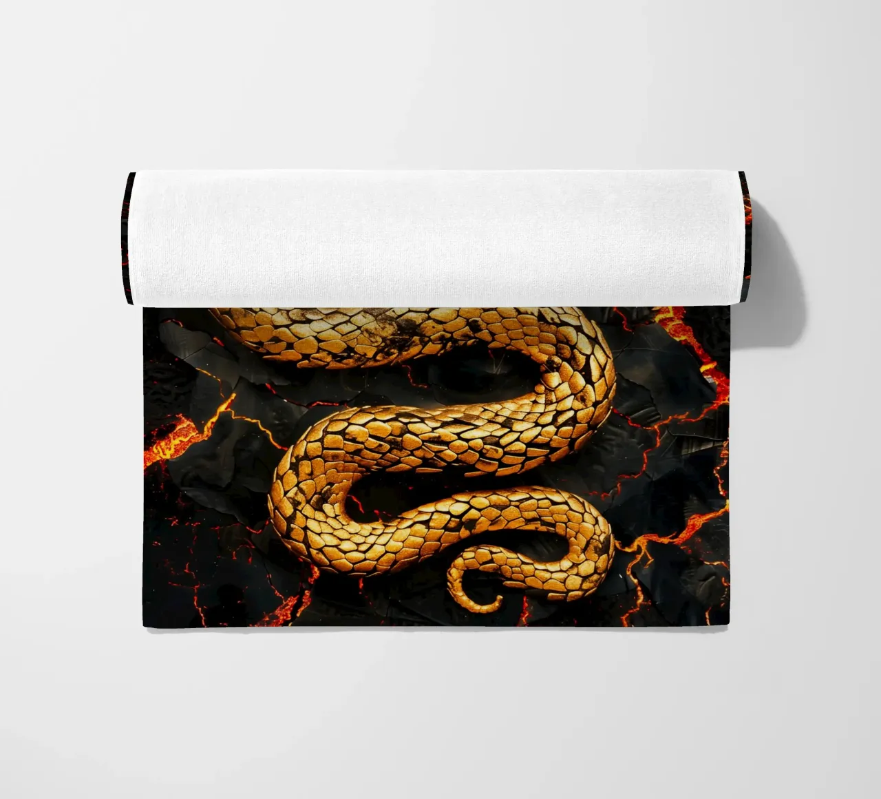 Serpente Vulcano d'Oro | Mitologia Digitale Fantasy telo mare da Autofocus
