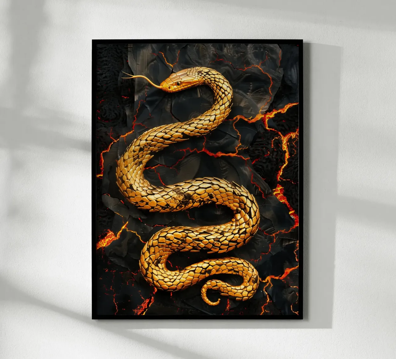 Serpente Vulcano d'Oro | Mitologia Digitale Fantasy carta hahnemühle da Autofocus