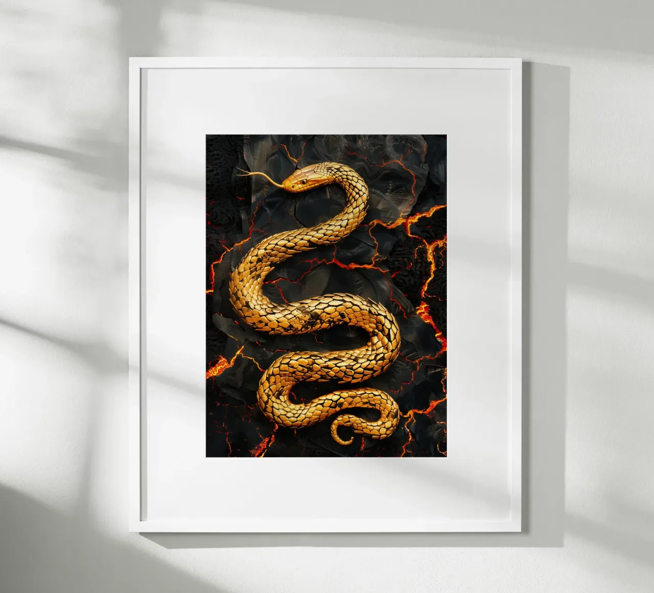 Serpente Vulcano d'Oro | Mitologia Digitale Fantasy carta hahnemühle da Autofocus