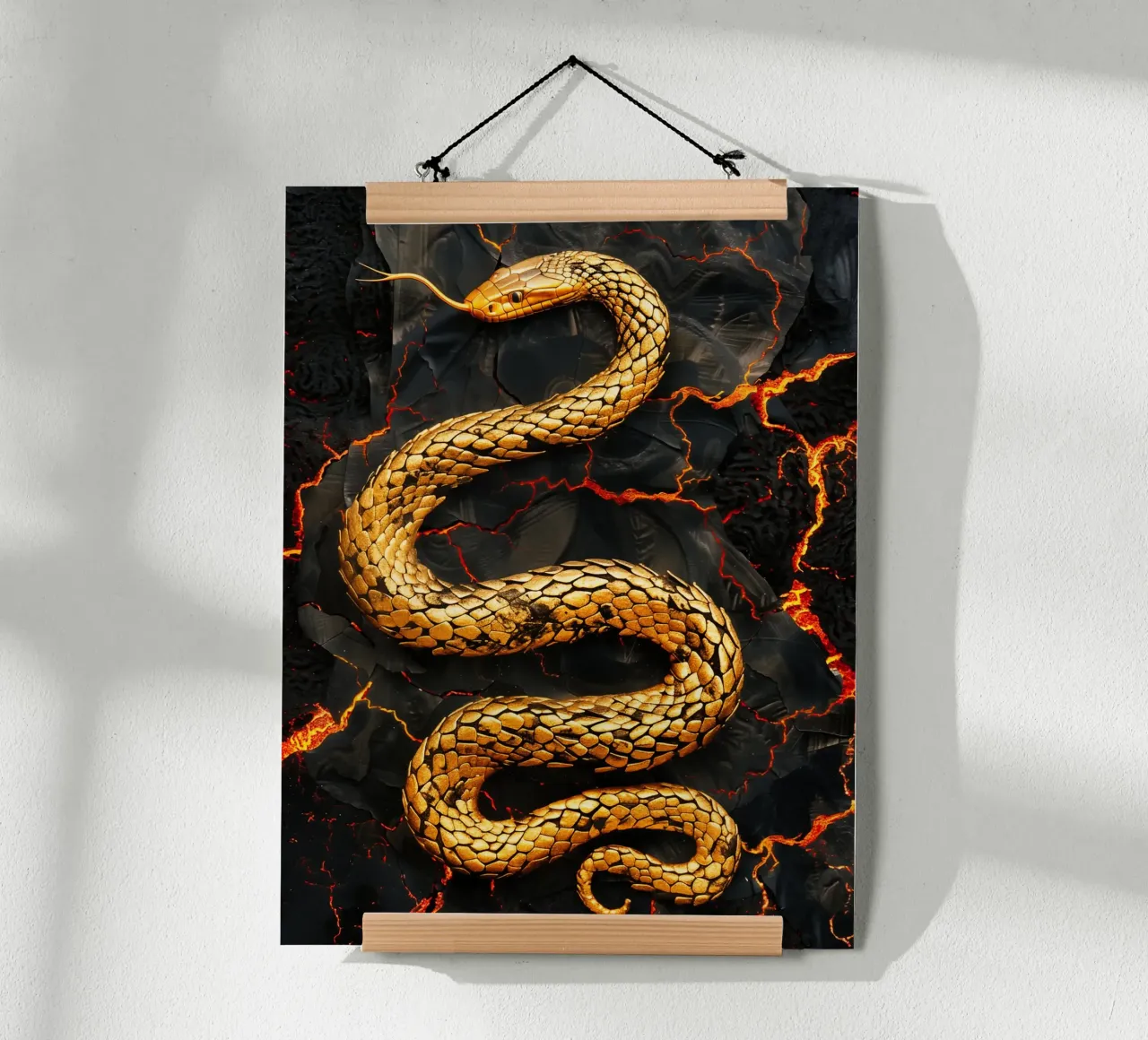Serpente Vulcano d'Oro | Mitologia Digitale Fantasy carta hahnemühle da Autofocus