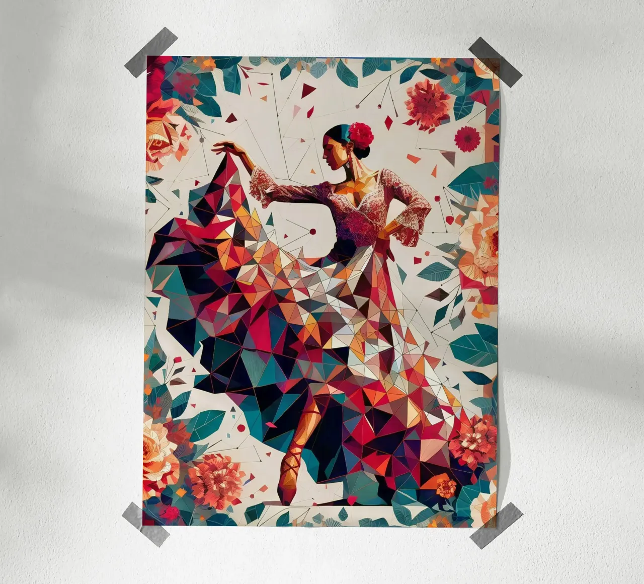 Flamenco poster con telaio in alluminio da Digital Naive