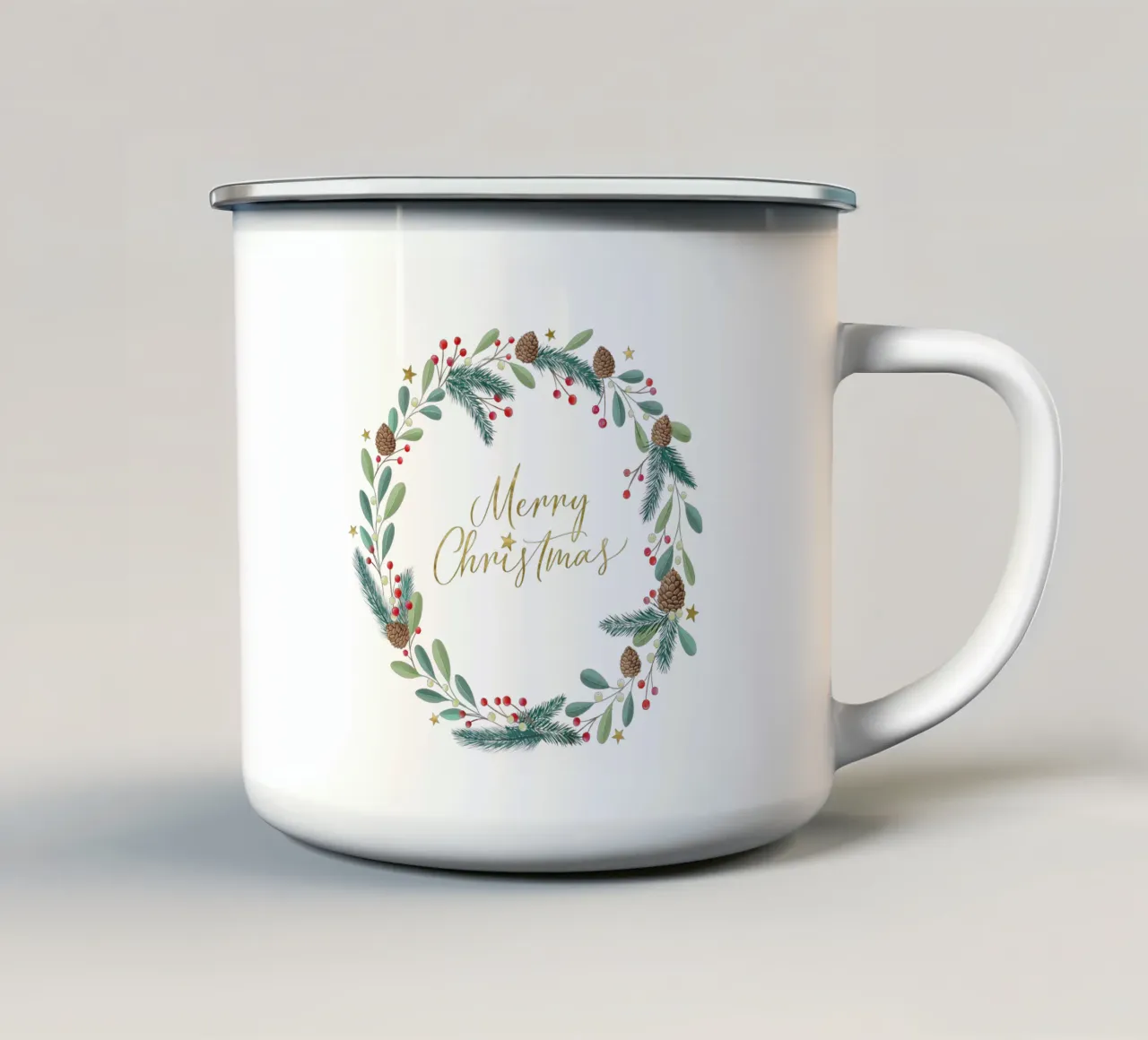 Corona d'Avvento, corona di Natale. Buon Natale. tazza in smalto da CalliLetters