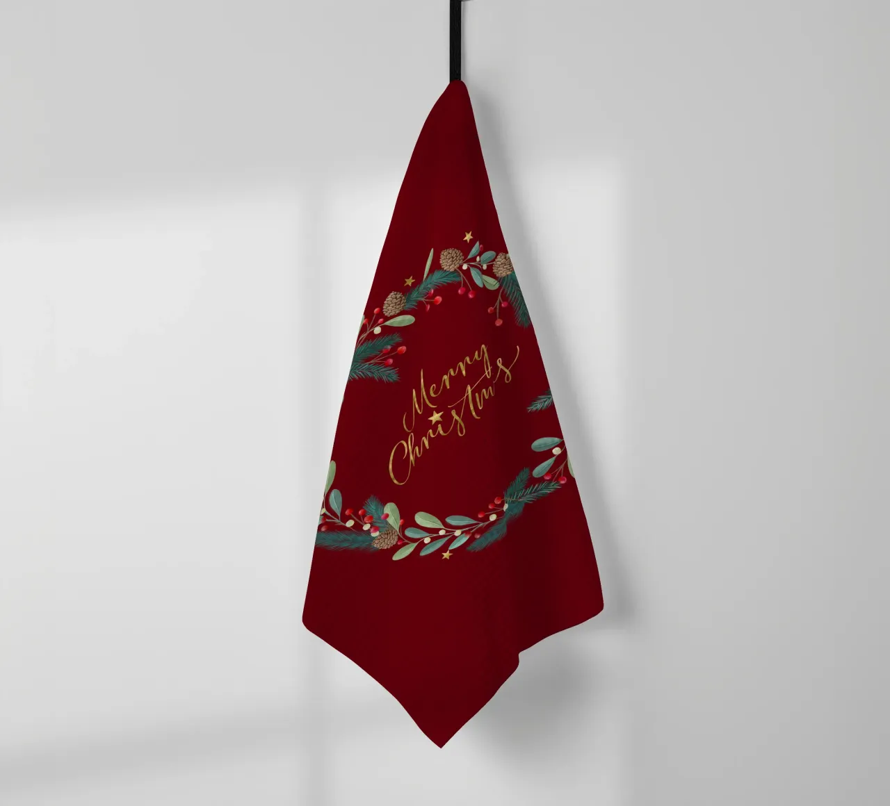Corona de Adviento, Corona de Navidad. Feliz Navidad. paño de cocina de CalliLetters