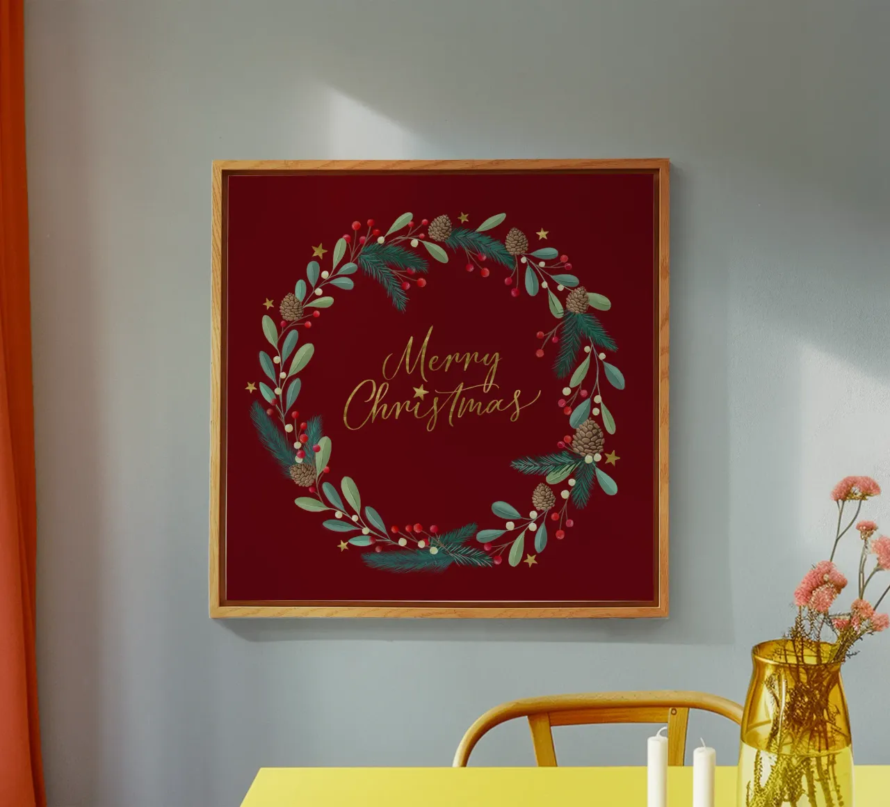 Corona de Adviento, Corona de Navidad. Feliz Navidad. metacrilato de CalliLetters