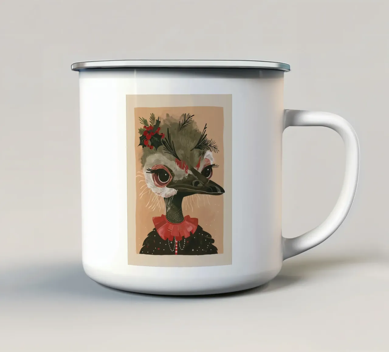Struzzo festivo tazza in smalto da ArtsySesta