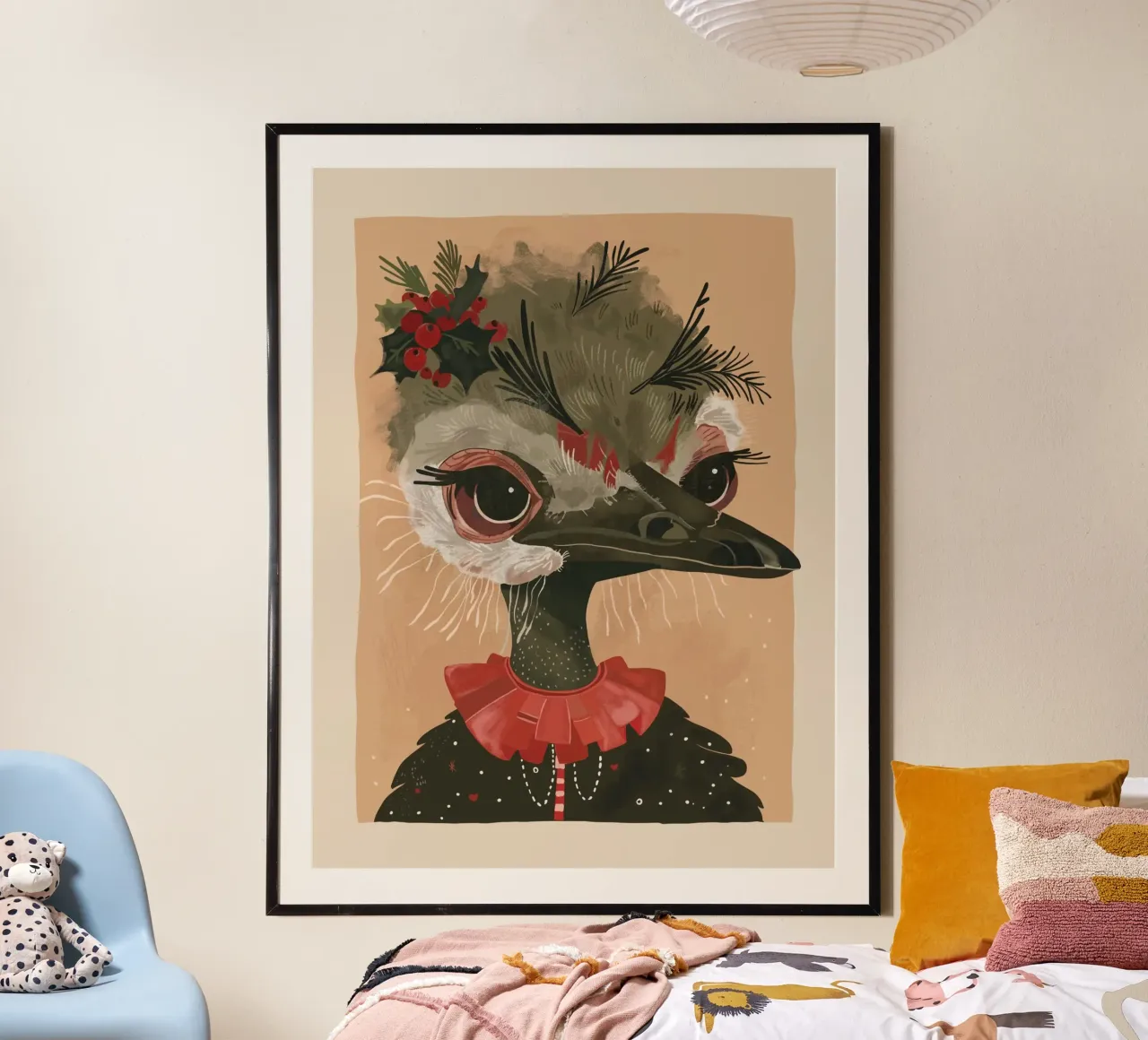 Struzzo festivo poster con telaio in plastica da ArtsySesta
