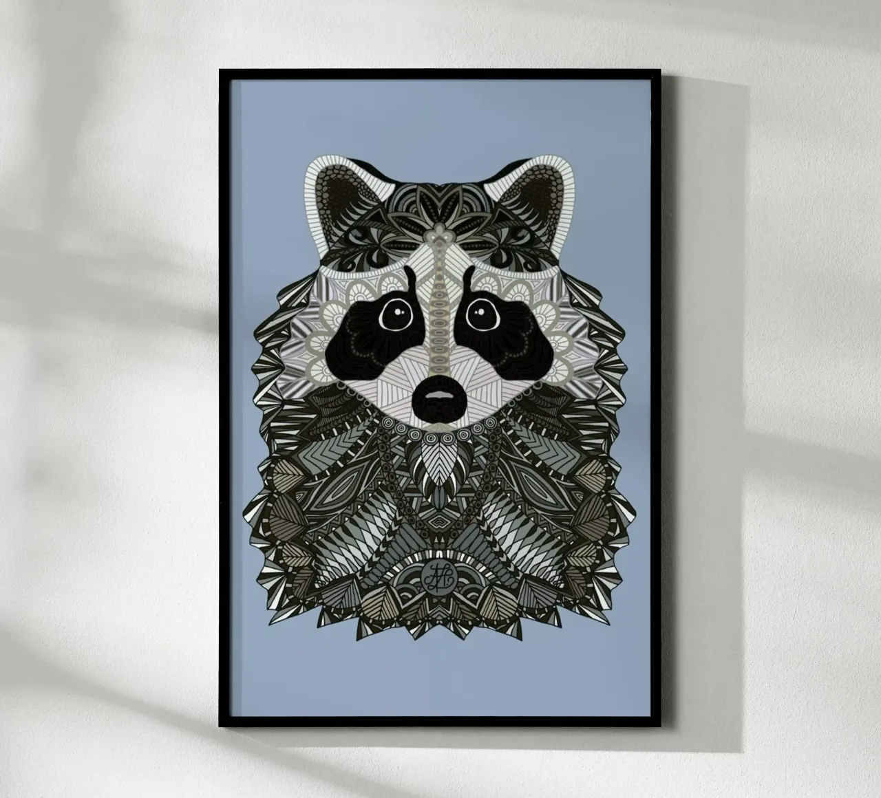 Tangled Raccoon poster con telaio in plastica da Angelika Parker