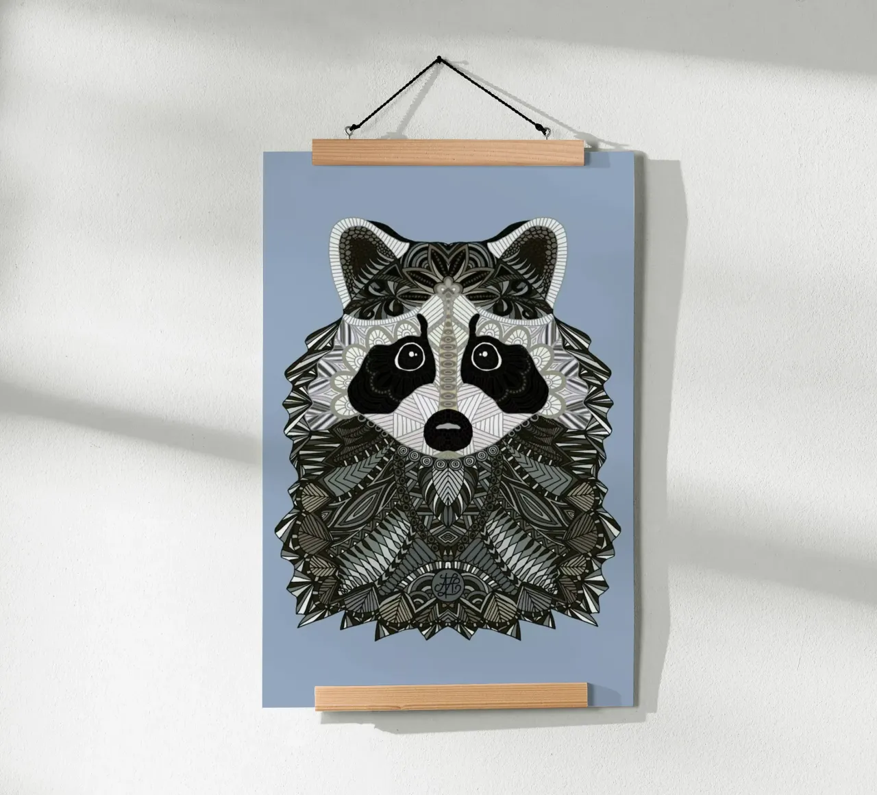 Tangled Raccoon poster con telaio in plastica da Angelika Parker