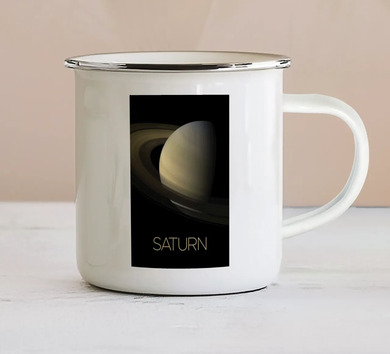 Poster della NASA su Saturno tazza in smalto da 🎁 ARTVI-SHOP
