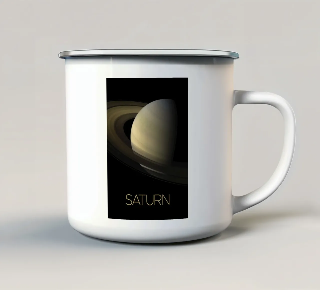Poster della NASA su Saturno tazza in smalto da 🎁 ARTVI-SHOP